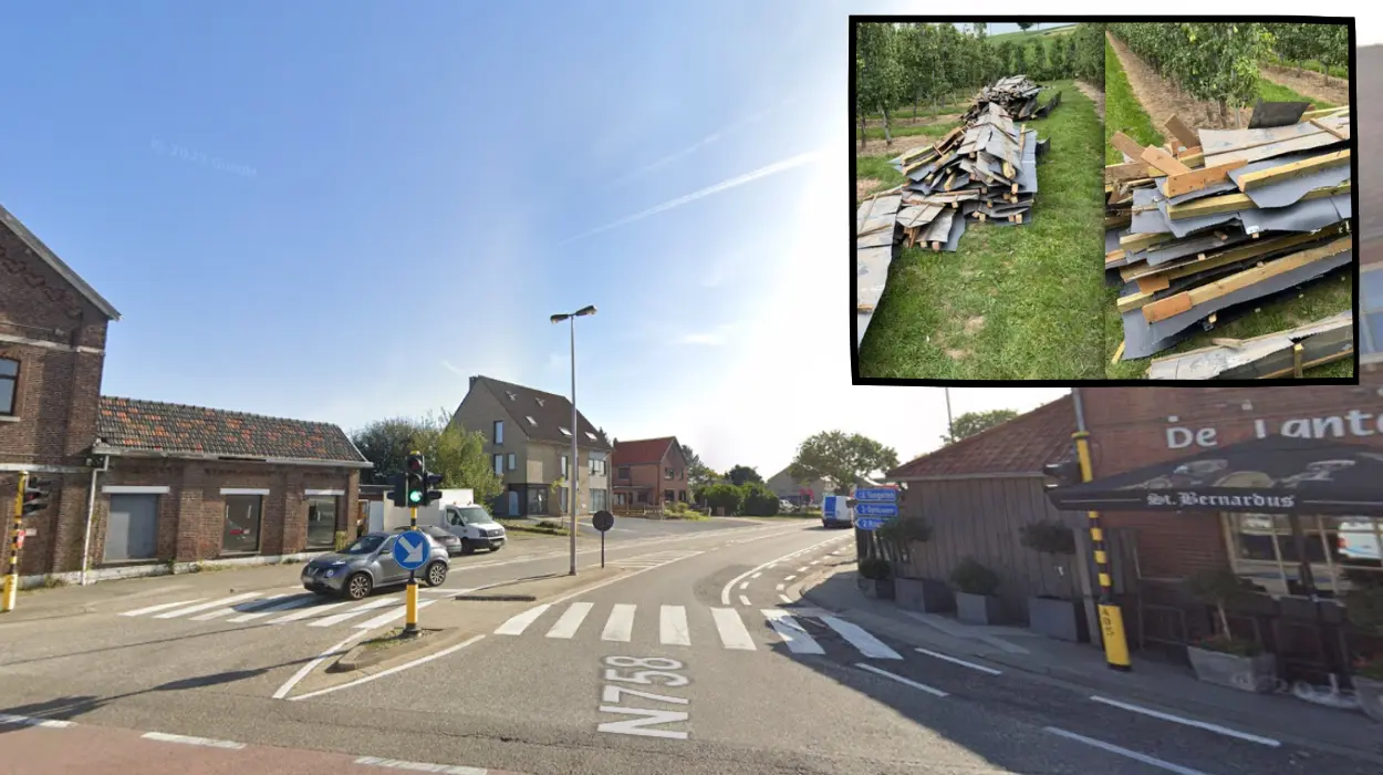 Déchets de toiture illégaux jetés dans un verger à Mopertingen