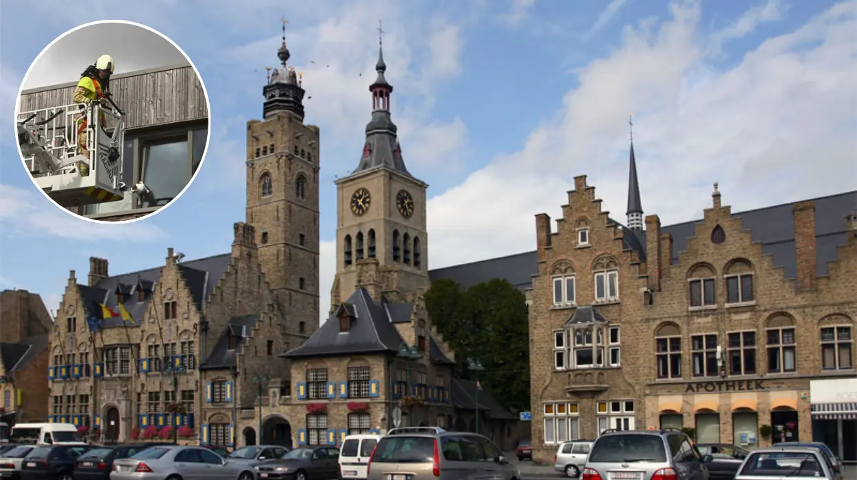 Les pompiers de Diksmuide sauvent un chat coincé dans une fenêtre à soufflet